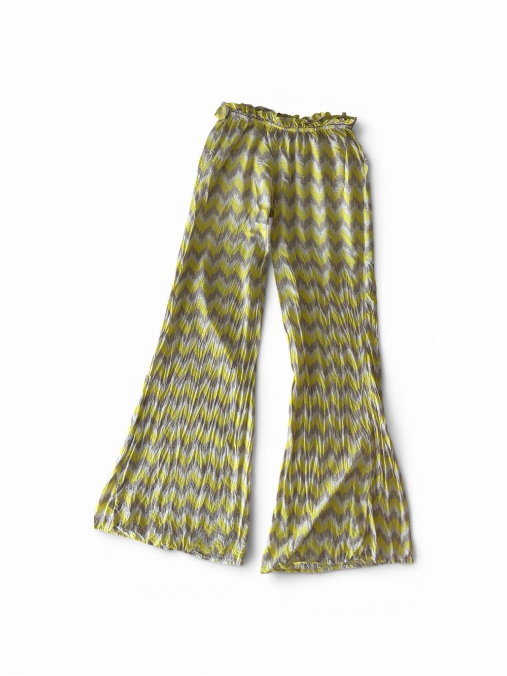 Y2k Yellow Chevron Wide-Leg Palazzo Pants